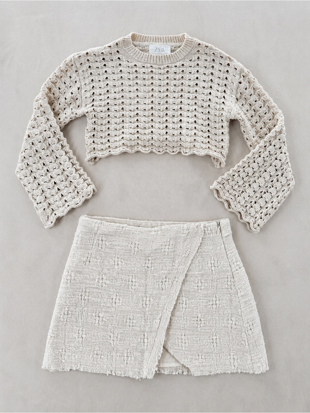 Zara Girls Crochet Sweater & Skort Outfit Set Size 8